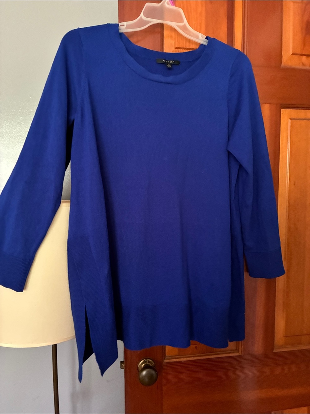 Cyrus Royal Blue Crewneck Tunic Sweater